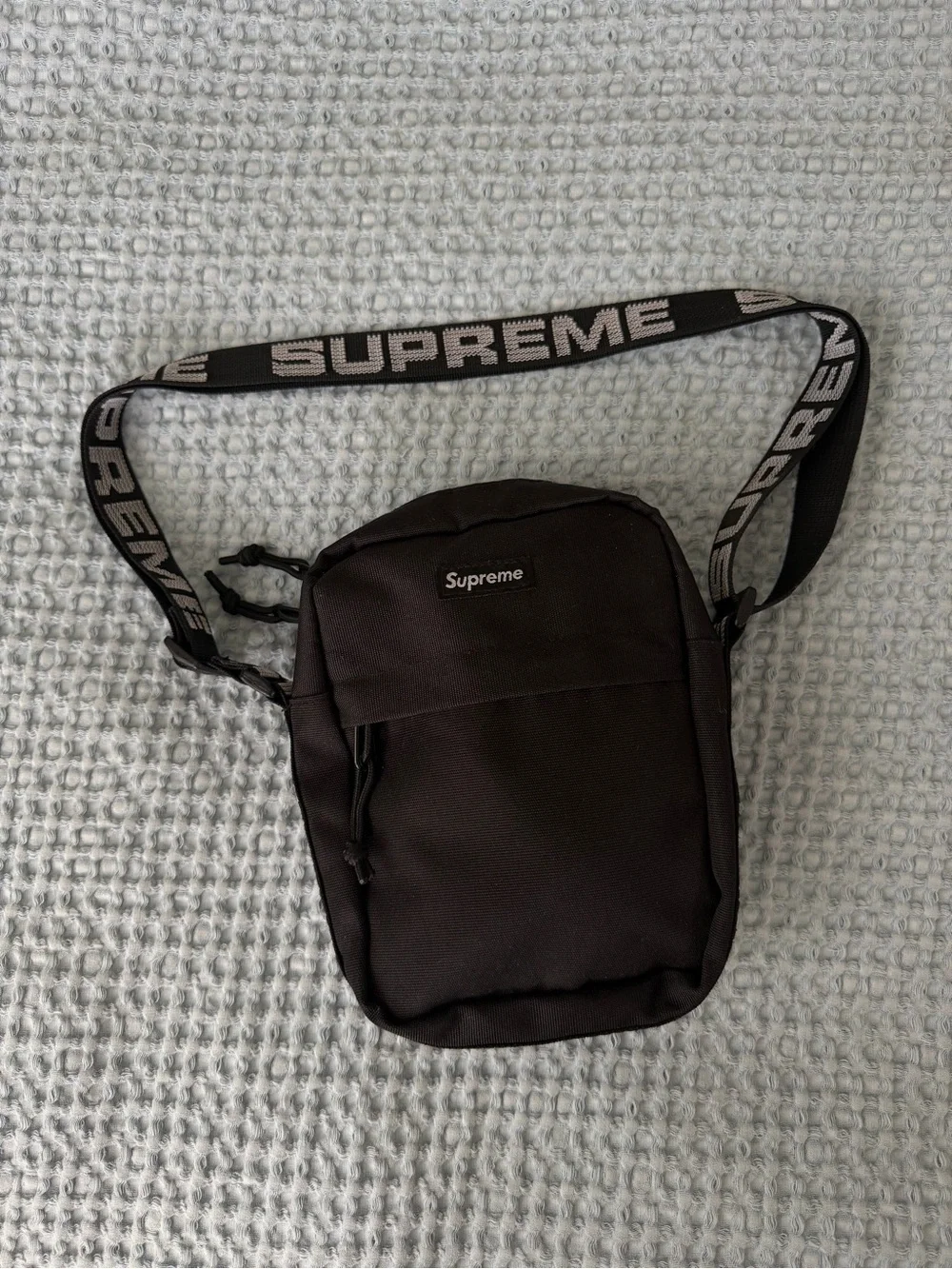 Supreme Black Crossbody Bag with Logo Strap